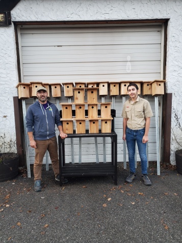 Jack H. building 25 Cedar Bluebird Boxes for our Golf Courses and Water areas (tree swallows)